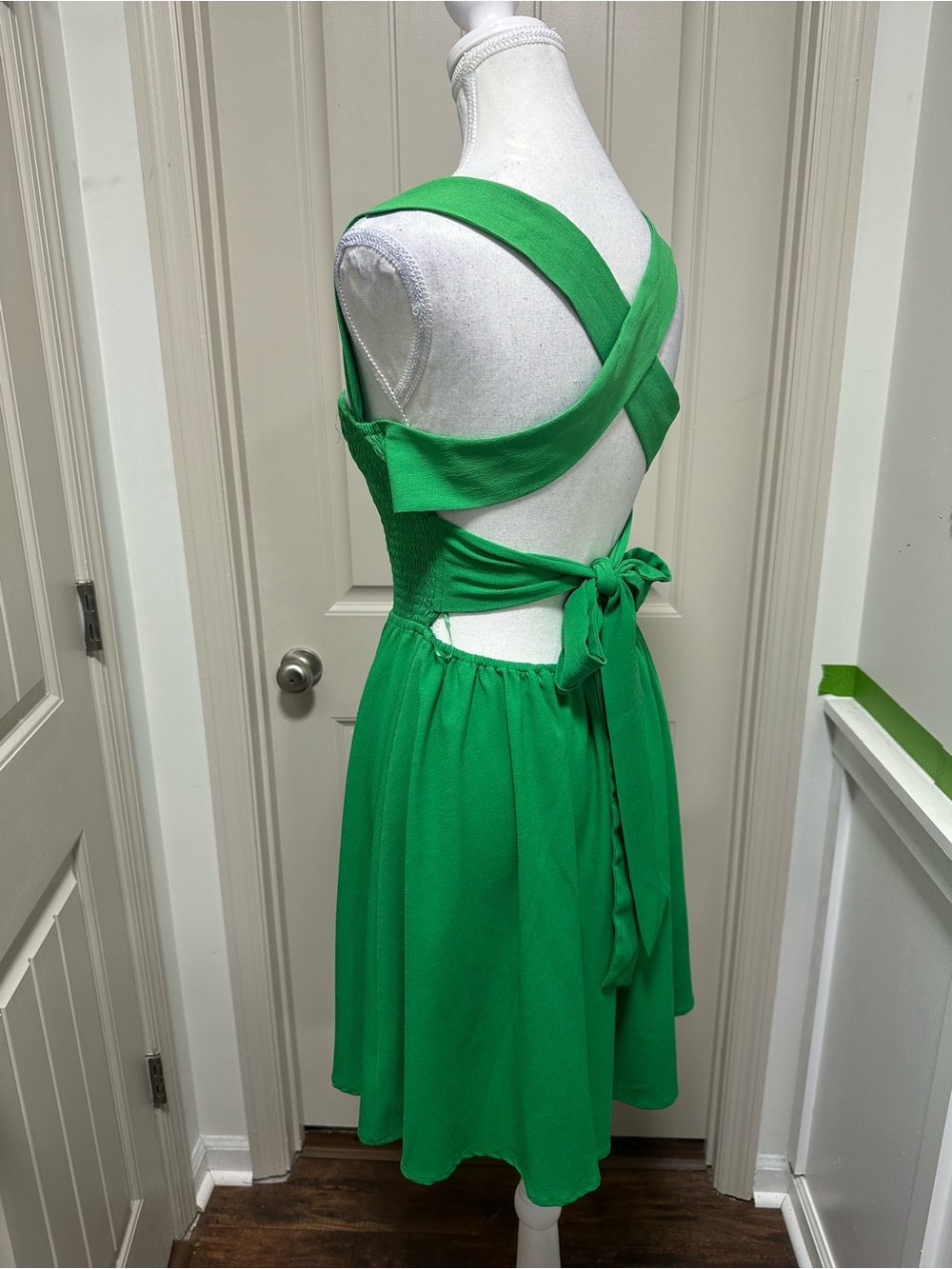 Flying Tomato Emerald Green Cross-Back Tie Dress